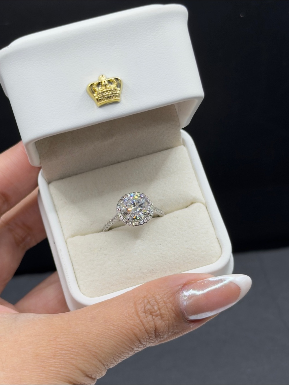 3ct round Moissanite vvs1 halo promise ring size 7
